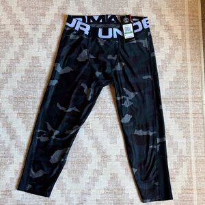 Under Armour Heat Gear Kids Sport Leggings - Black and Green Camo Boys size YLG